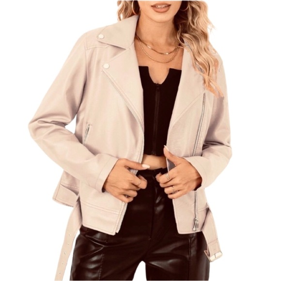 NWT BELLIVERA Faux Leather Asymmetrical Moto Jacket - Picture 1 of 13